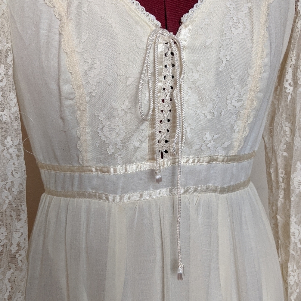 Vintage gunne sax white natural fiber maxi dress - Picture 6 of 8